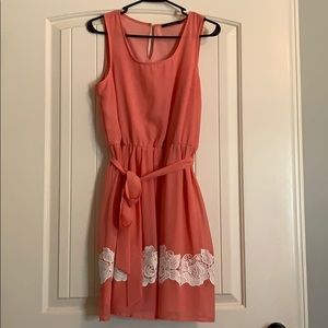 Peach Dress with Lace Detail